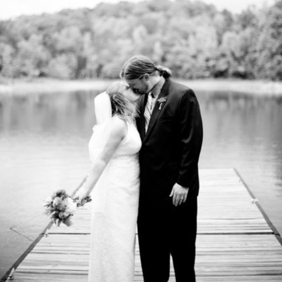 Ivory Halter-Style Watters Bridal Sweep Train Wedding Dress Size 12 - Picture 8 of 8